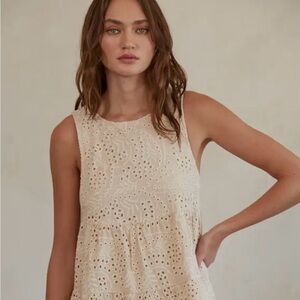 By Together Cream Eyelet Midi Dress